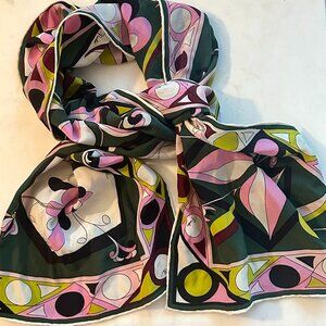 Vintage, Rare Emilio Pucci Silk Scarf - Flowers & Geometrics